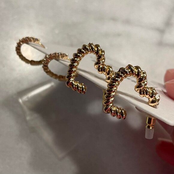 Sugarfix by BaubleBar Rhinestone Mini Hoop Earring and Twisted Heart Huggies Duo - Picture 2 of 4